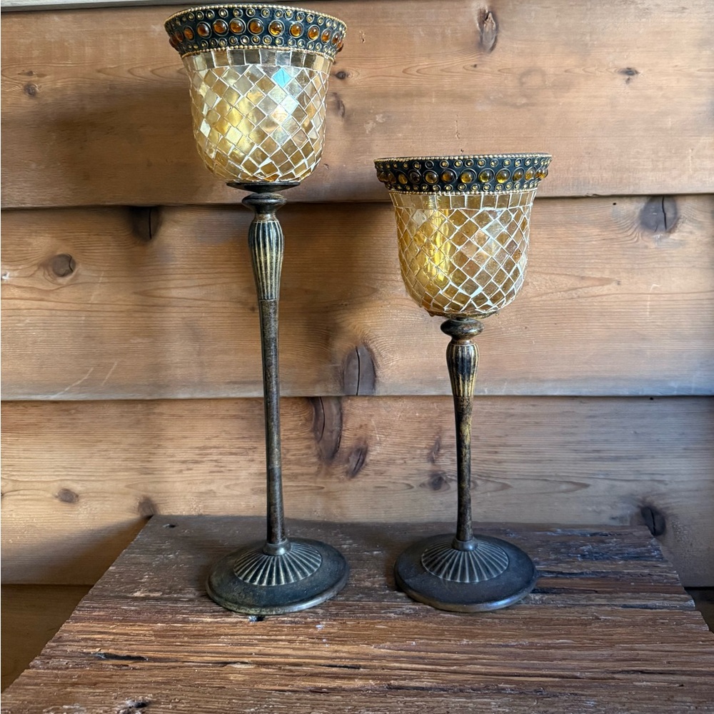 Tiffany-Inspired Glass Candle Tea Light Holders
